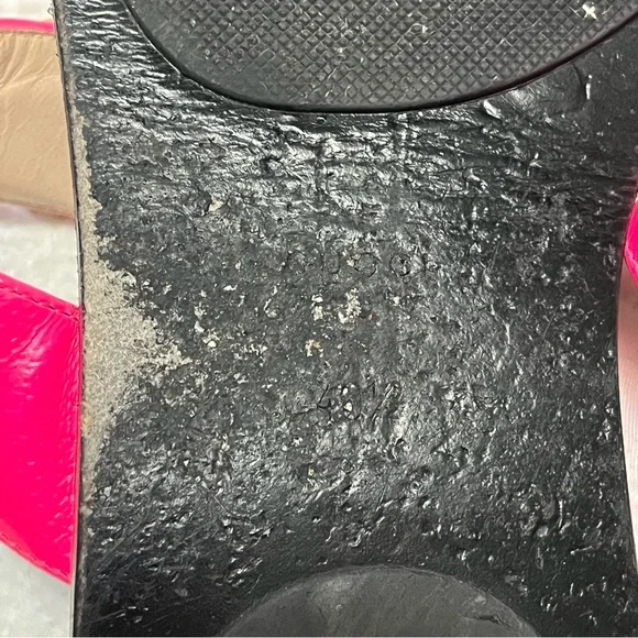 GUCCI Marmont Double GG Hot Pink T Strap Flat Sandal Black Leather Size 40.5 - Picture 9 of 9